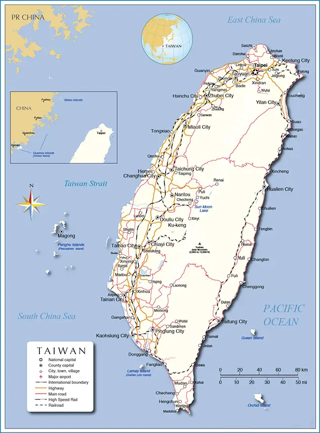 Bản đồ chi tiết Đài Loan